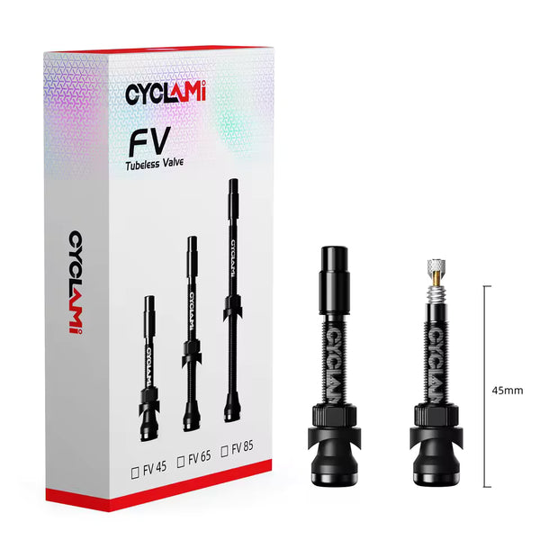Válvulas Tubeless CYCLAMI Presta 45 mm – Par