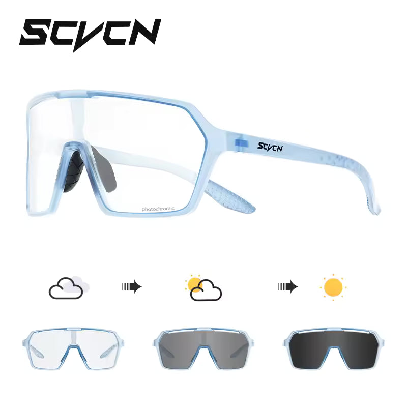 Lentes Fotocromáticos SCVCN Vision Max Celeste UV400 para Ciclismo