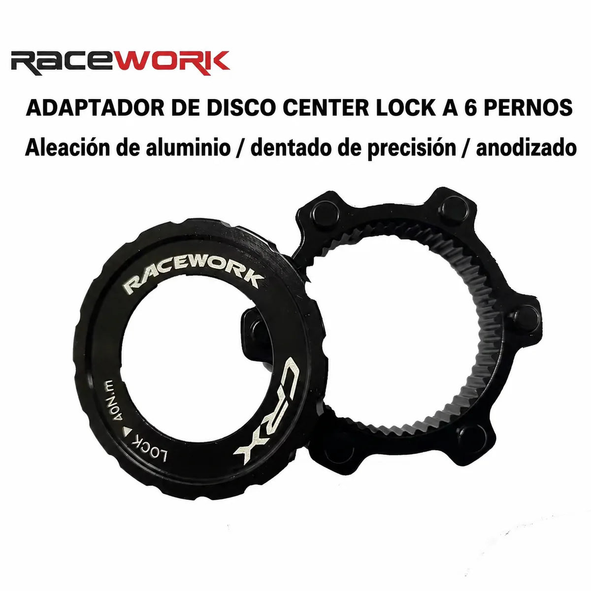 Adaptador RACEWORK Center Lock a 6 Tornillos para Disco de Freno