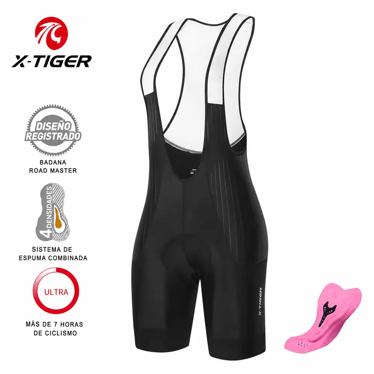 Short de Ciclismo X-TIGER para Mujer con Tirantes